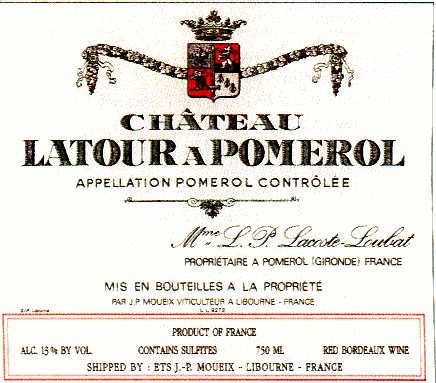 Chateau Latour a Pomerol Label